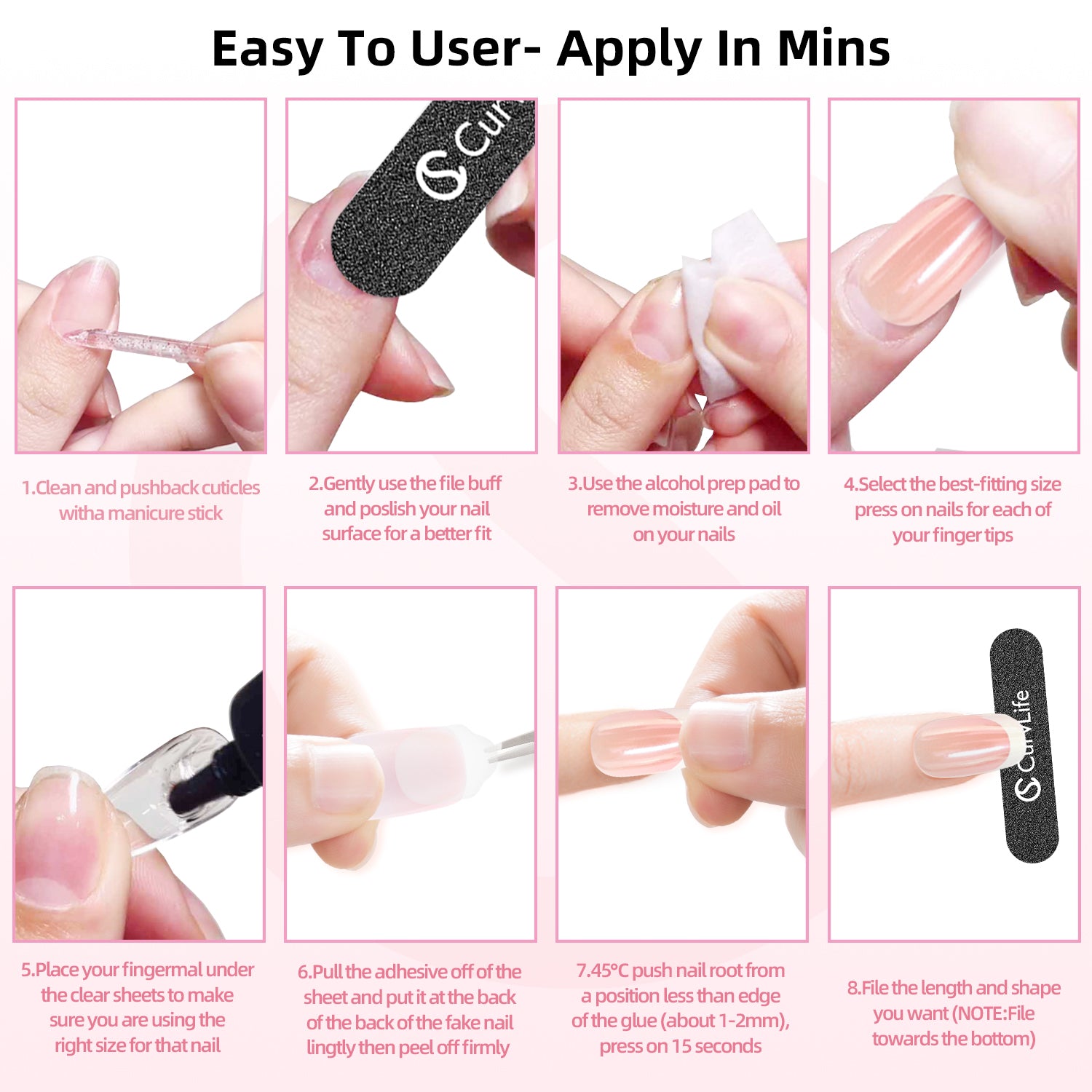 15 Sizes-30 Pcs Acrylic Press on nails X0046ZVDHF