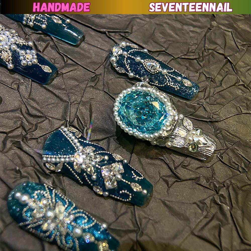 Royal Sapphire Baroque Press On Nails