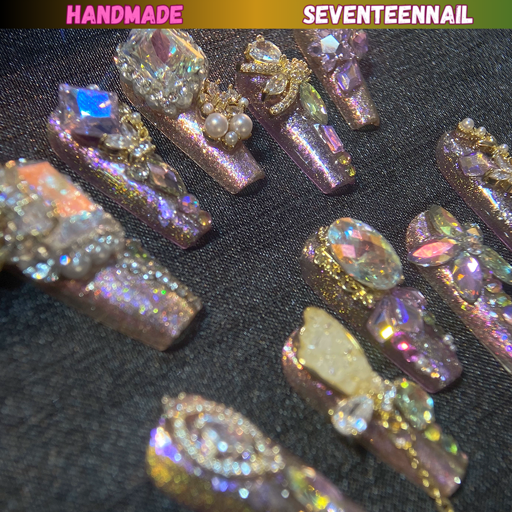 Royal Amethyst Luxe Crystal Press On Nails