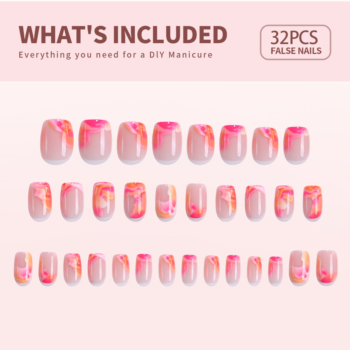 Gel Press On Nails 16 Sizes-32 Pcs Kit X004OJFCJD