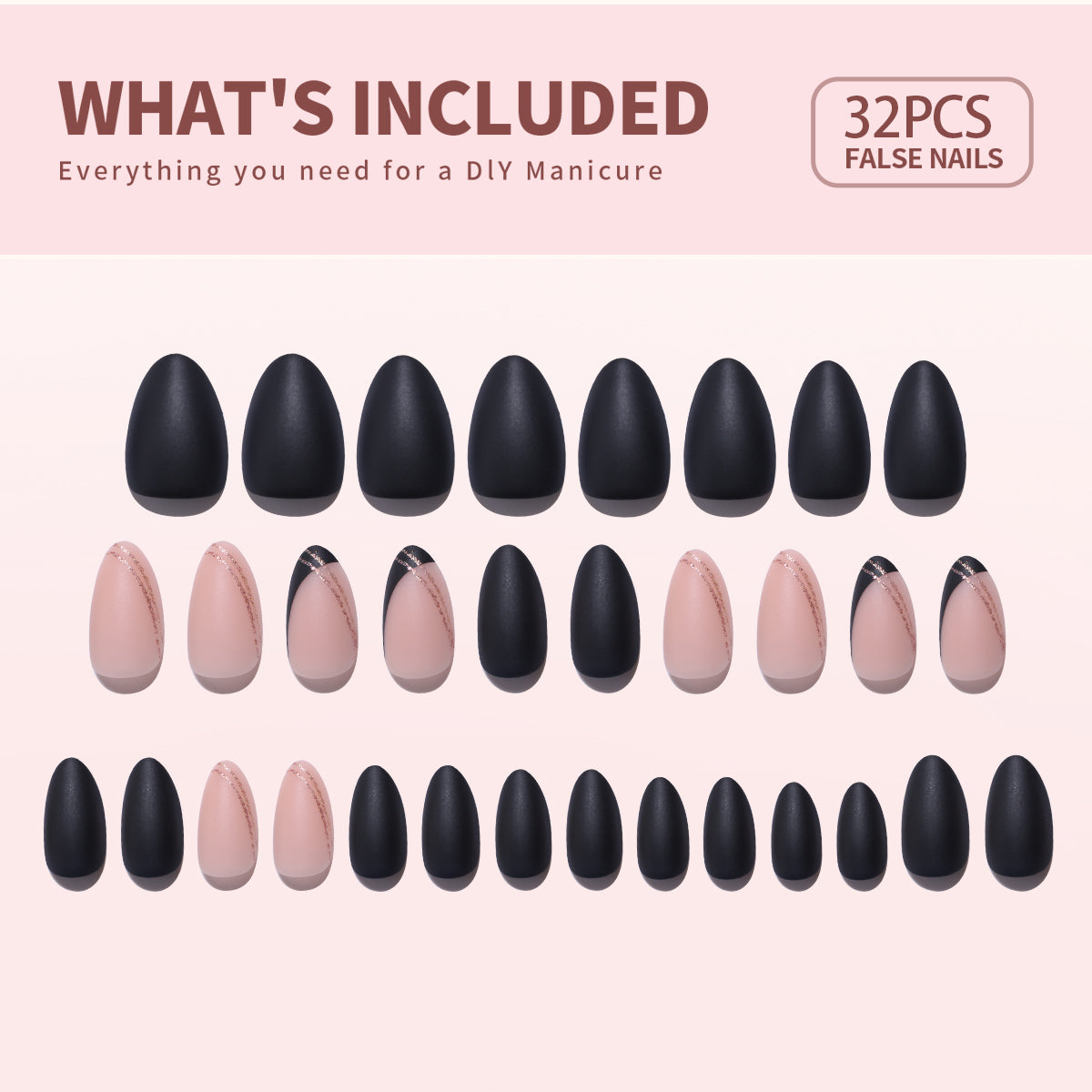 Gel Press On Nails 16 Sizes-32 Pcs Kit JP2859