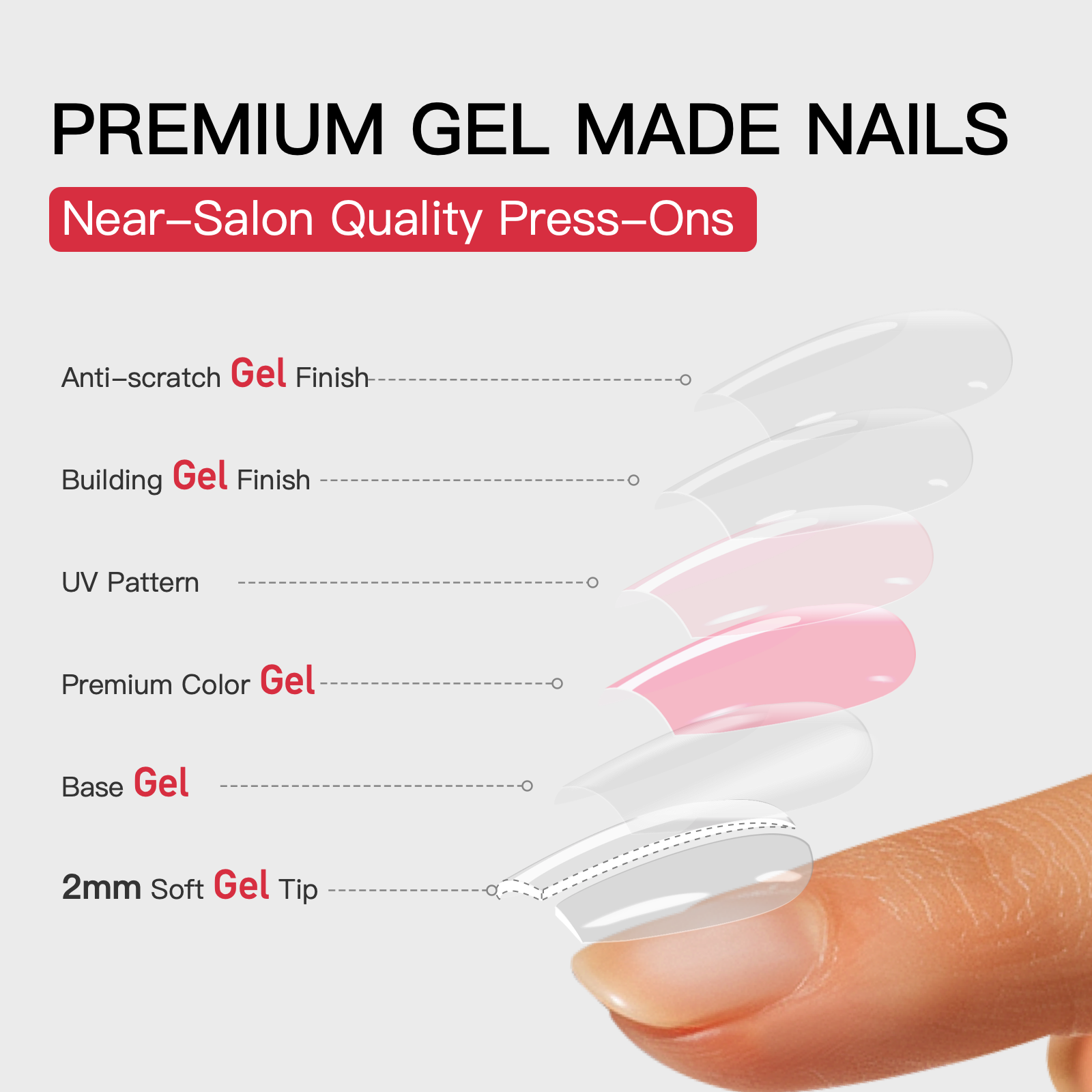 Gel Press On Nails 16 Sizes-32 Pcs A480