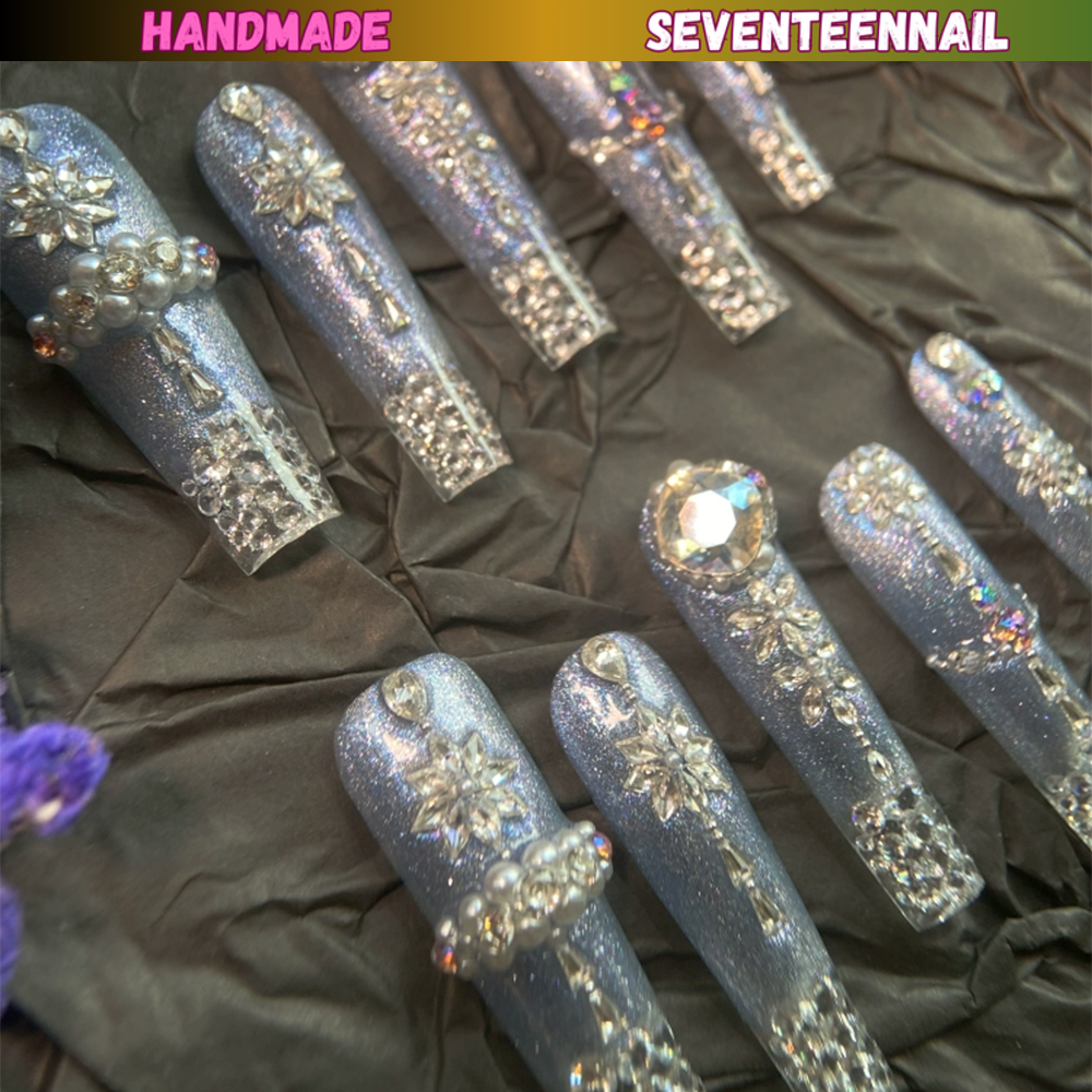 Sky Garden Cool Tone Crystal Nails