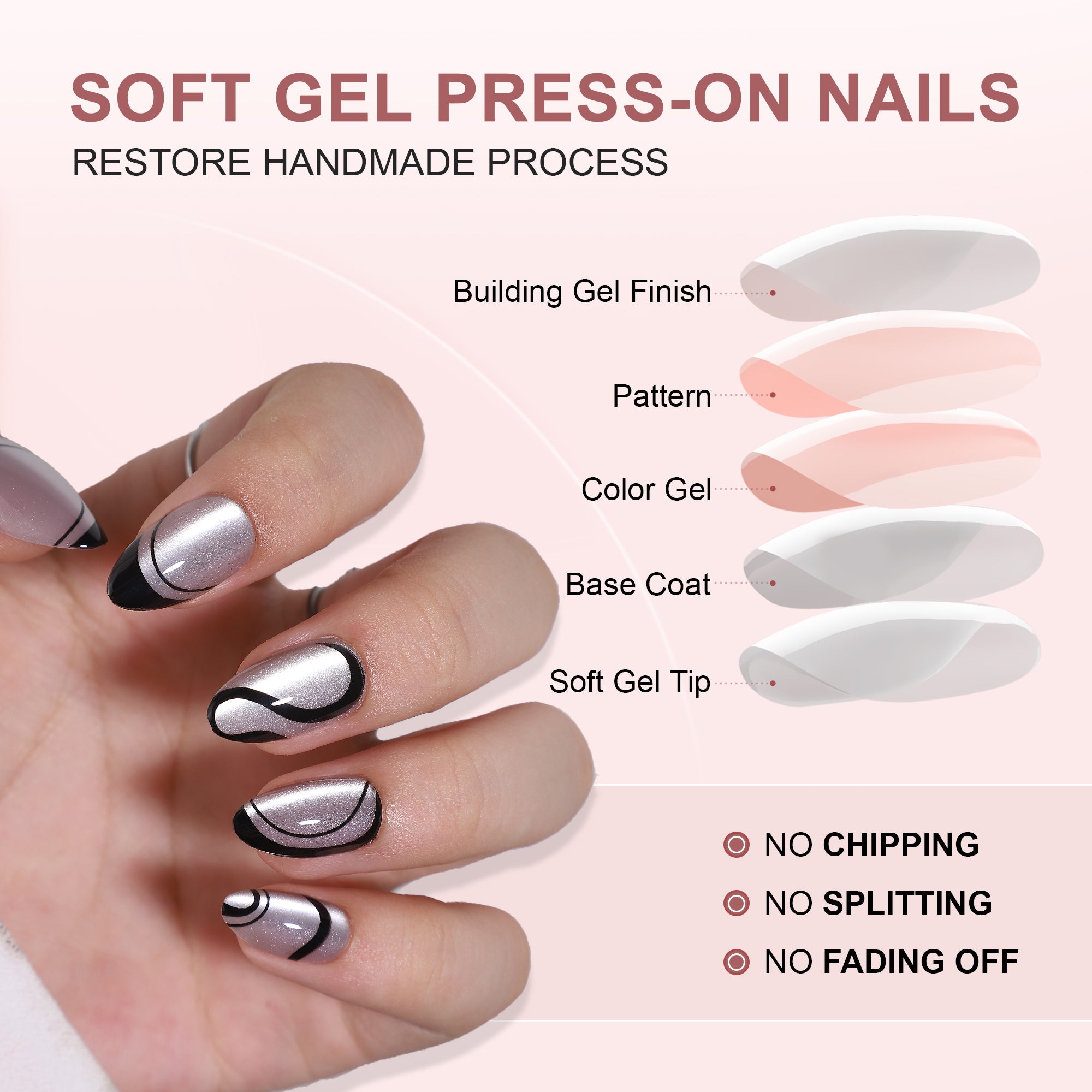 Gel Press On Nails 16 Sizes-32 Pcs Kit XNMY188