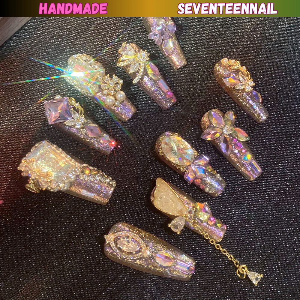 Royal Amethyst Luxe Crystal Press On Nails