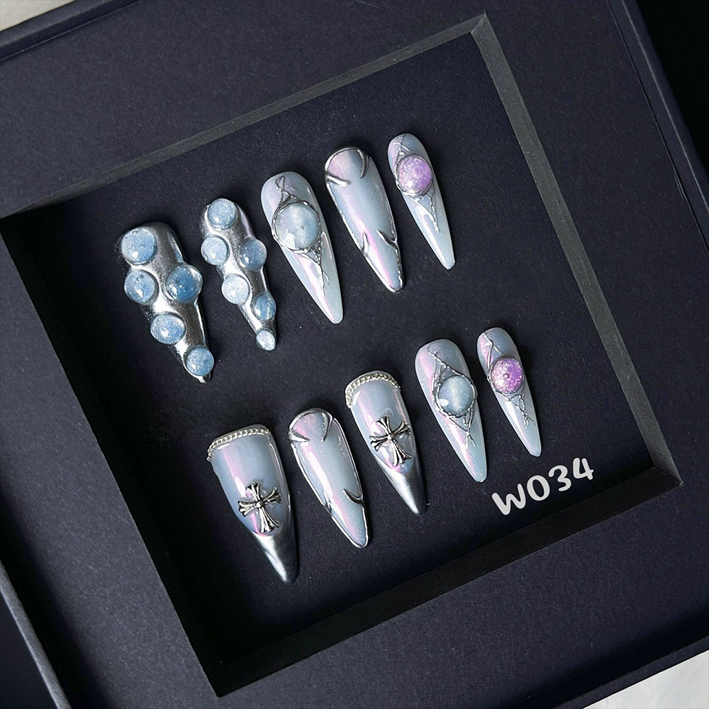 Icy Blue Promise-Handmade Nails