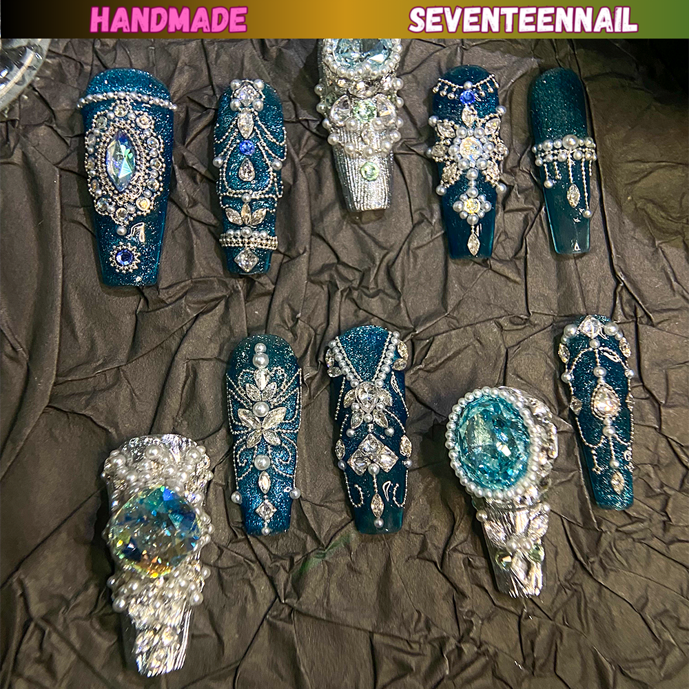 Royal Sapphire Baroque Press On Nails