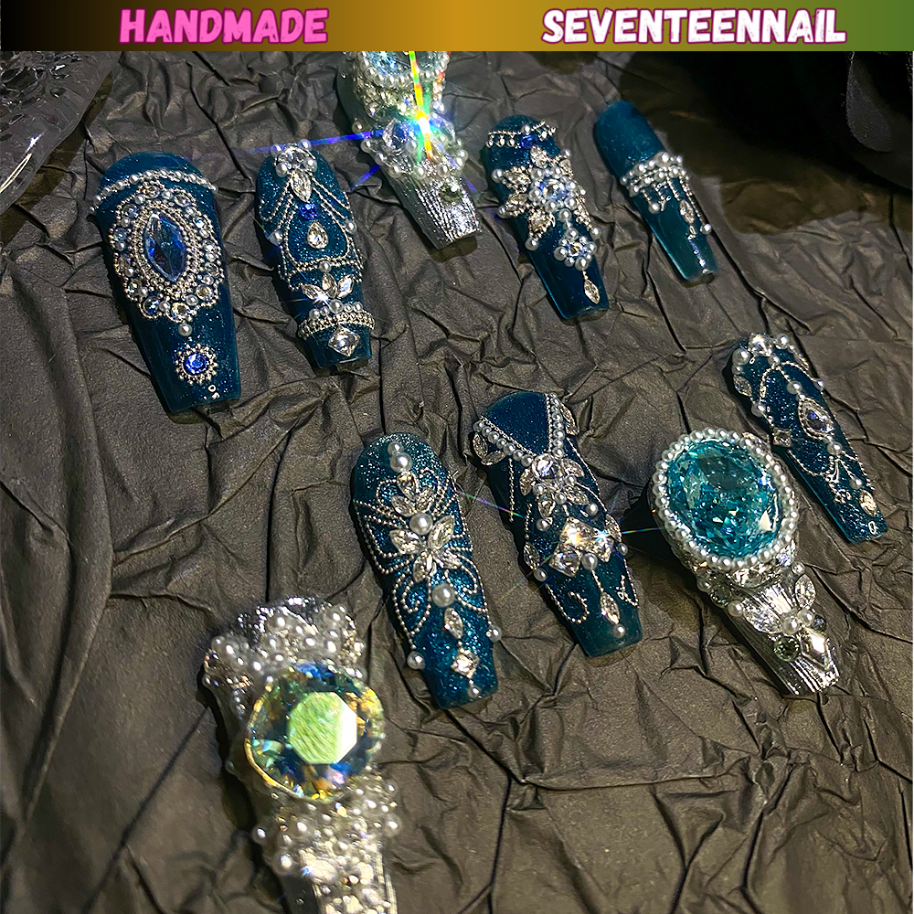 Royal Sapphire Baroque Press On Nails