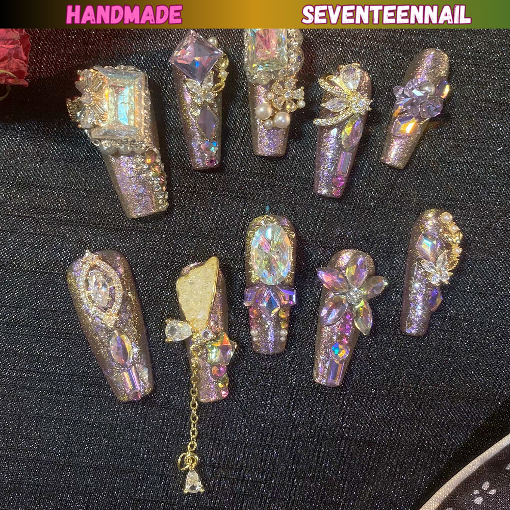 Royal Amethyst Luxe Crystal Press On Nails
