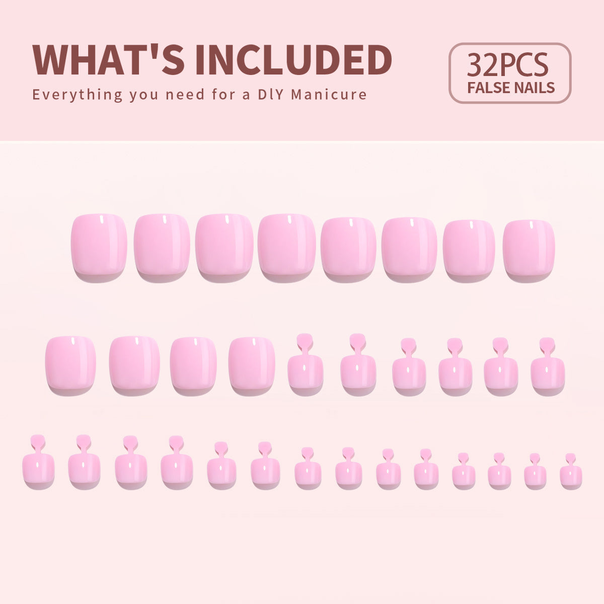 Weekly deals 32 Pcs-16 Sizes Kit Press On Toe nails  T141