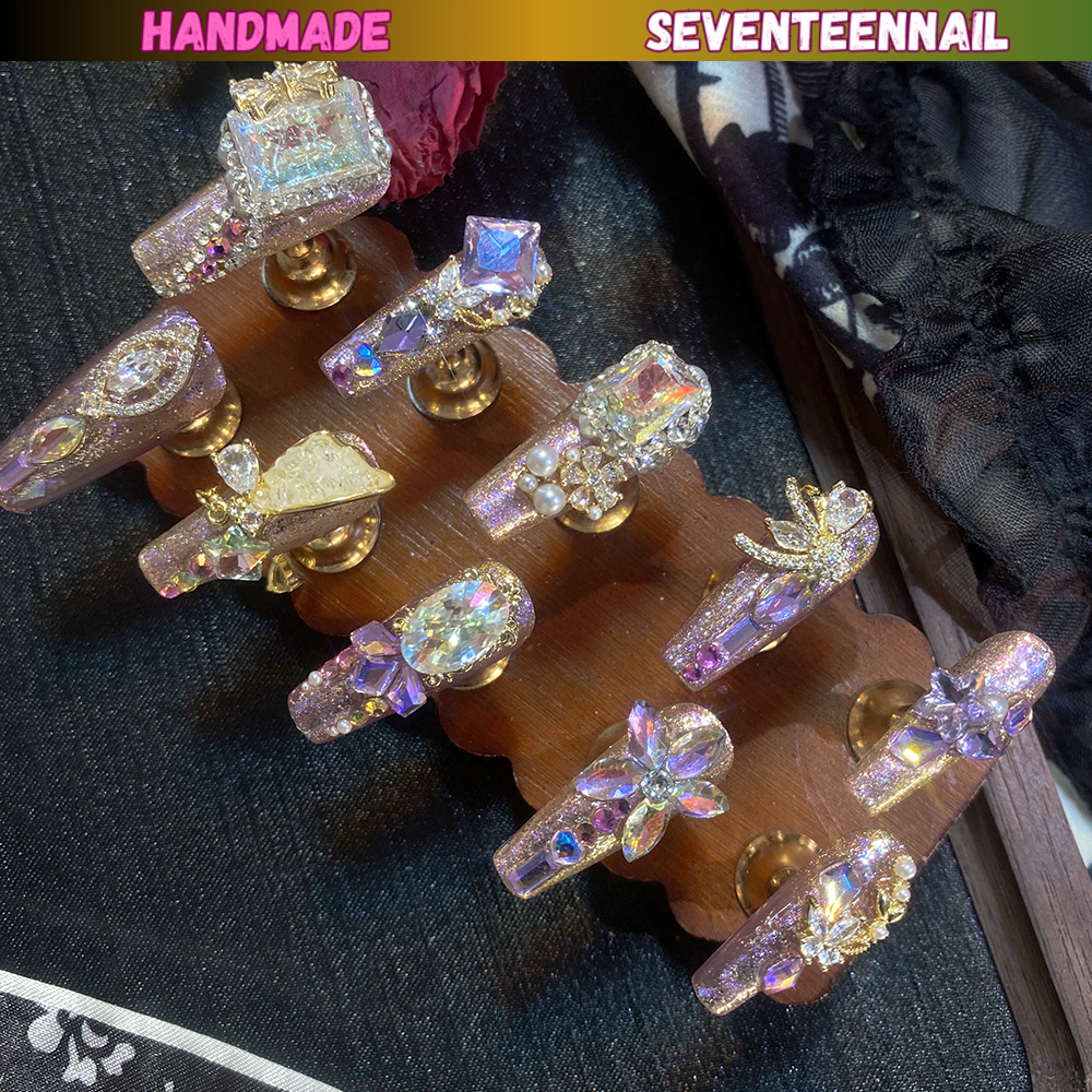 Royal Amethyst Luxe Crystal Press On Nails