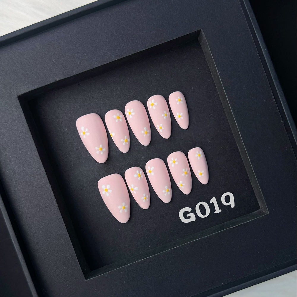 Pink Blossom Field-Handmade Nails