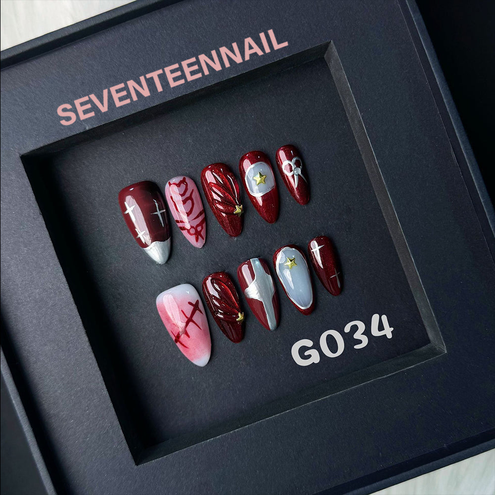 Scarlet Stardust-Handmade Nails