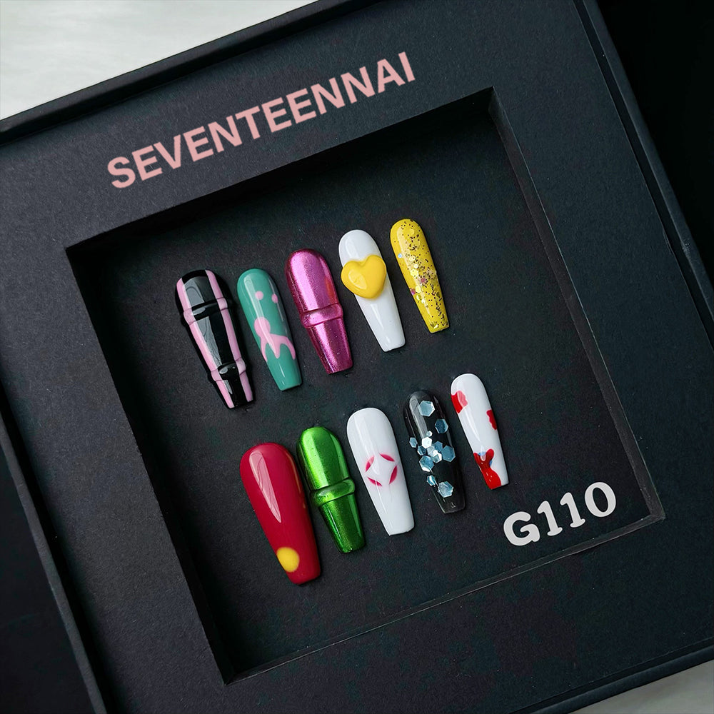 Neon Maze-Handmade Nails