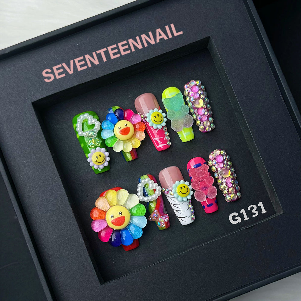 Rainbow Garden-Handmade Nails