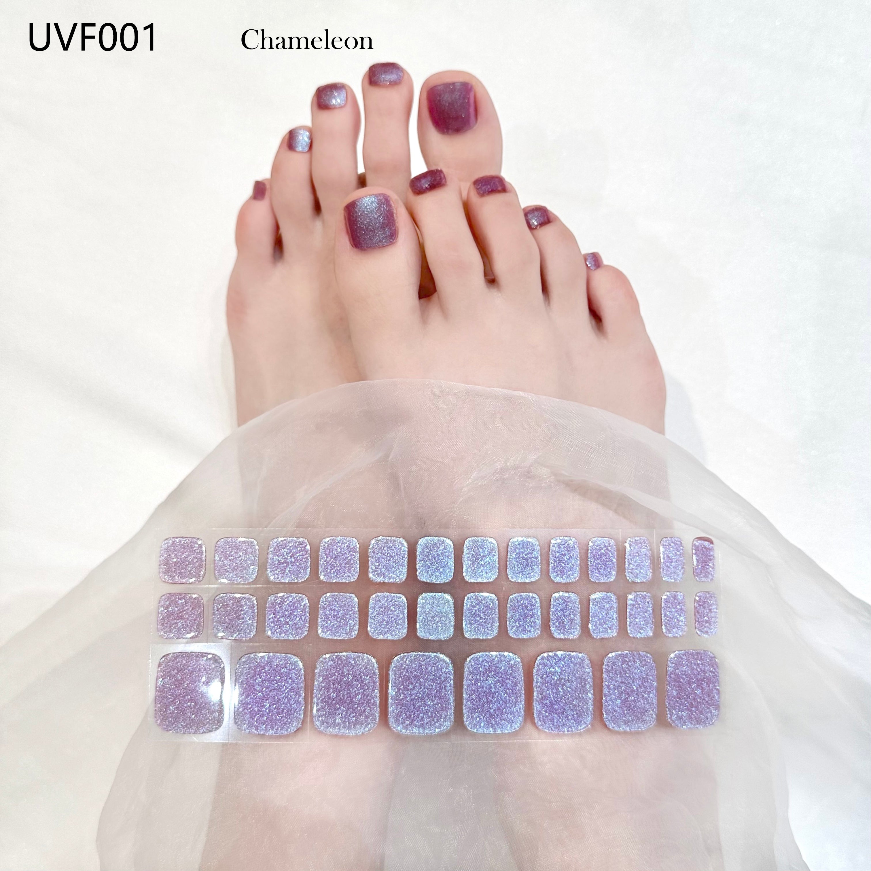 Purple Cateye UV gel toe nail stickers- UVF001