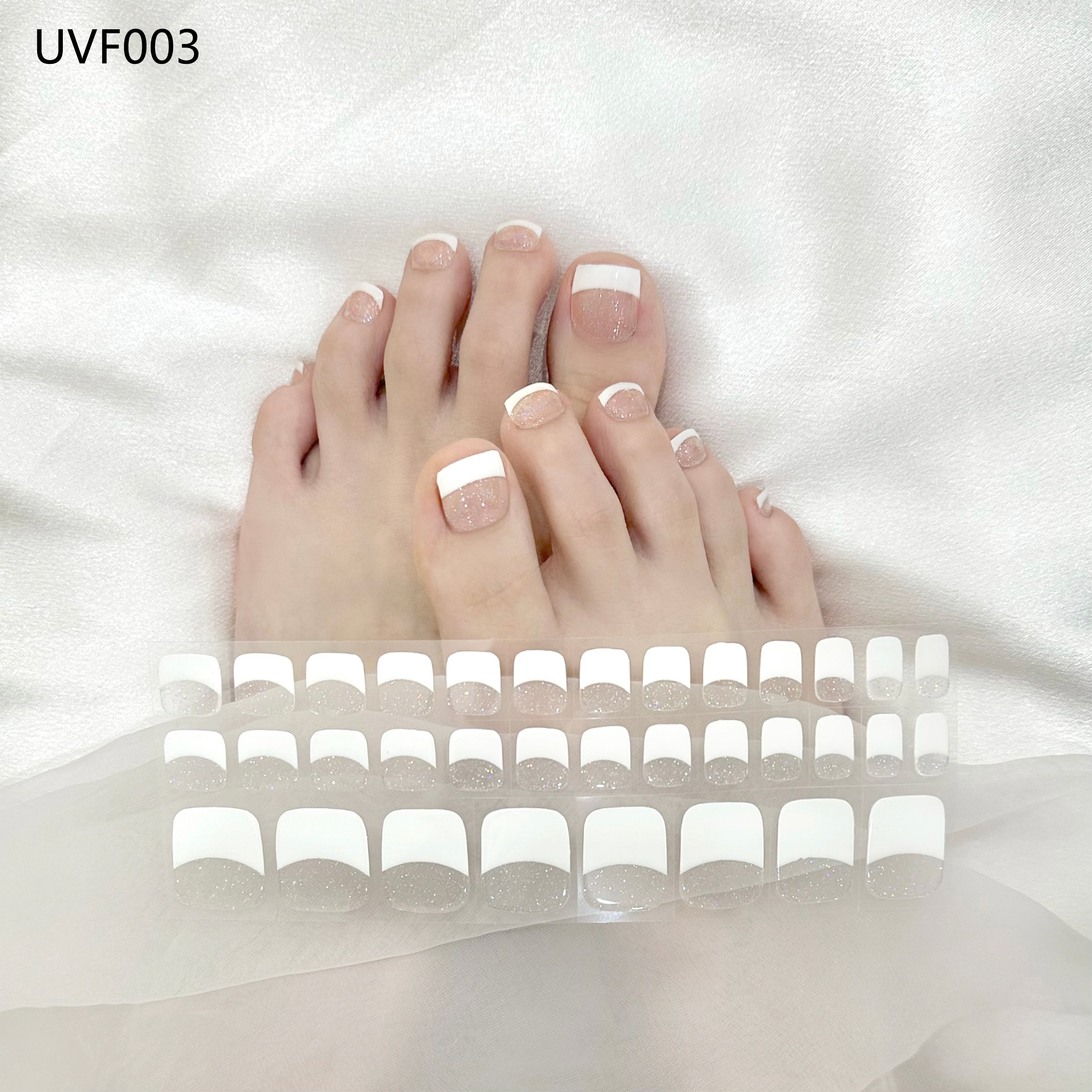 White french UV gel toe nail stickers- UVF003