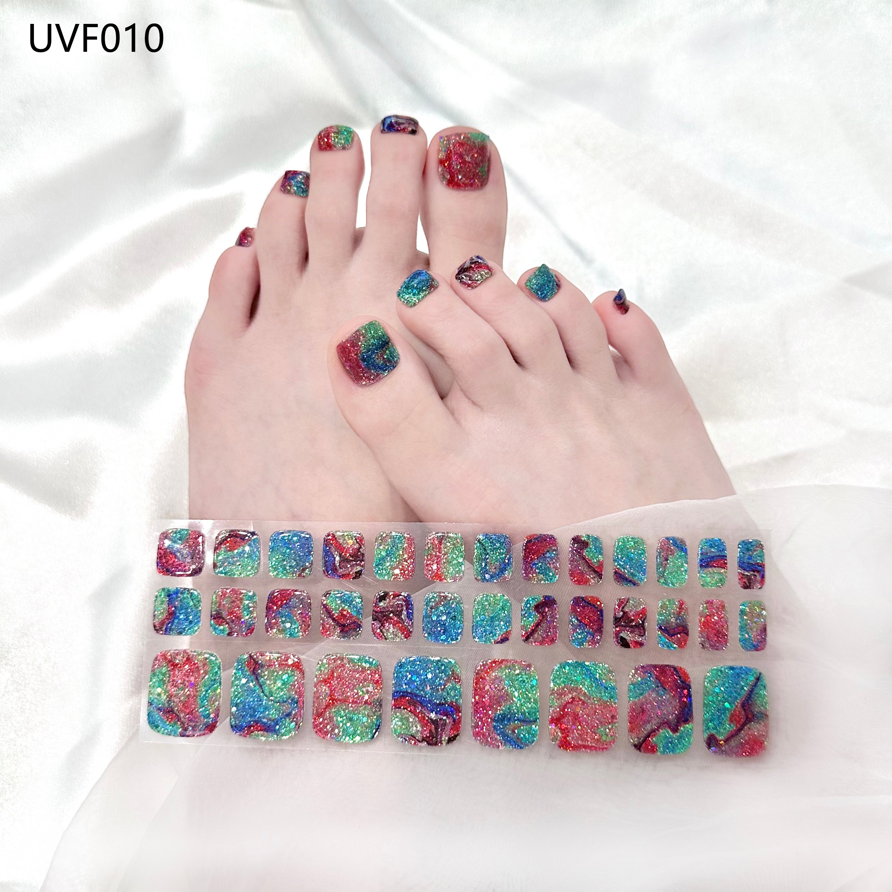 Colorful seashells UV gel toe nail stickers- UVF010