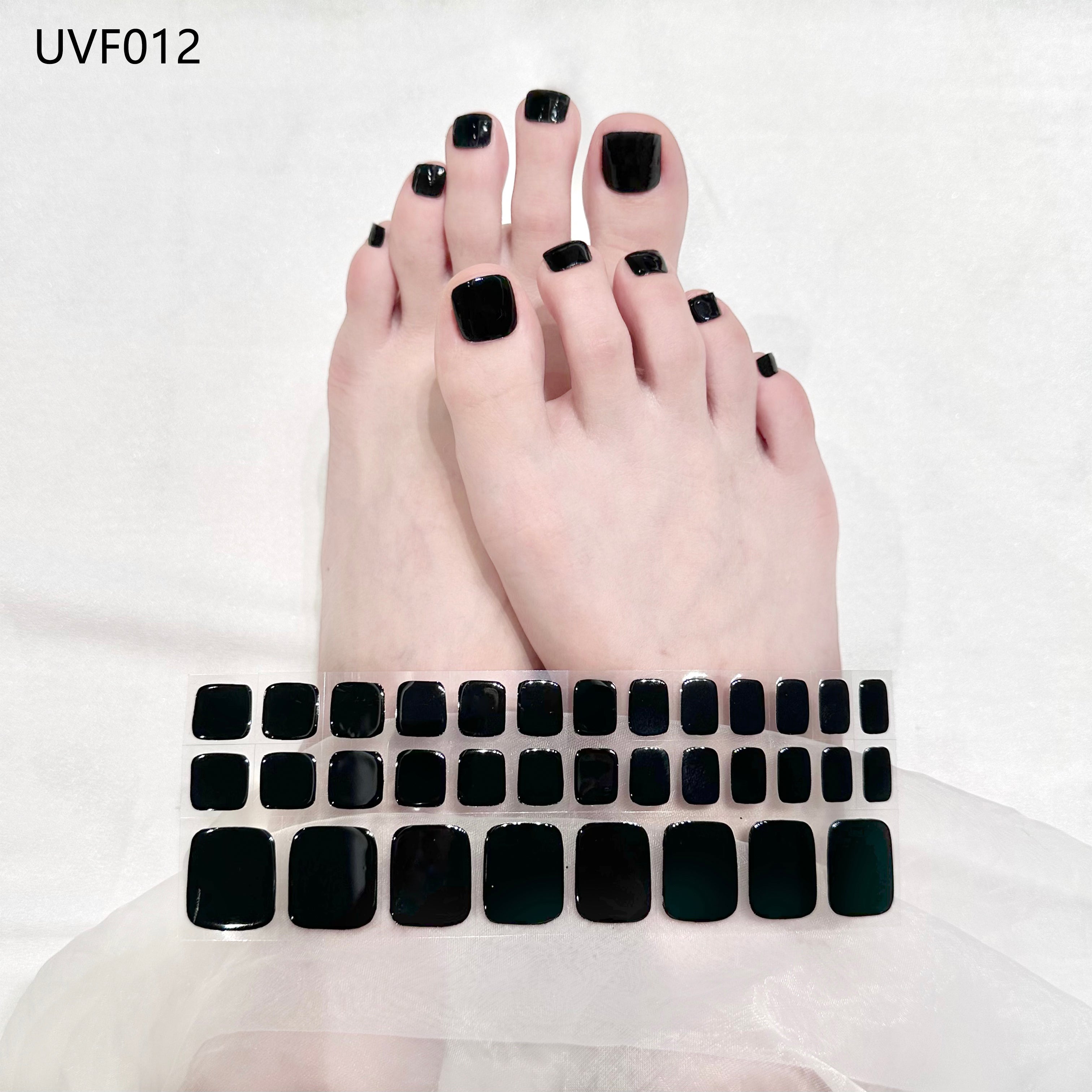 Midnight black UV gel toe nail stickers- UVF012