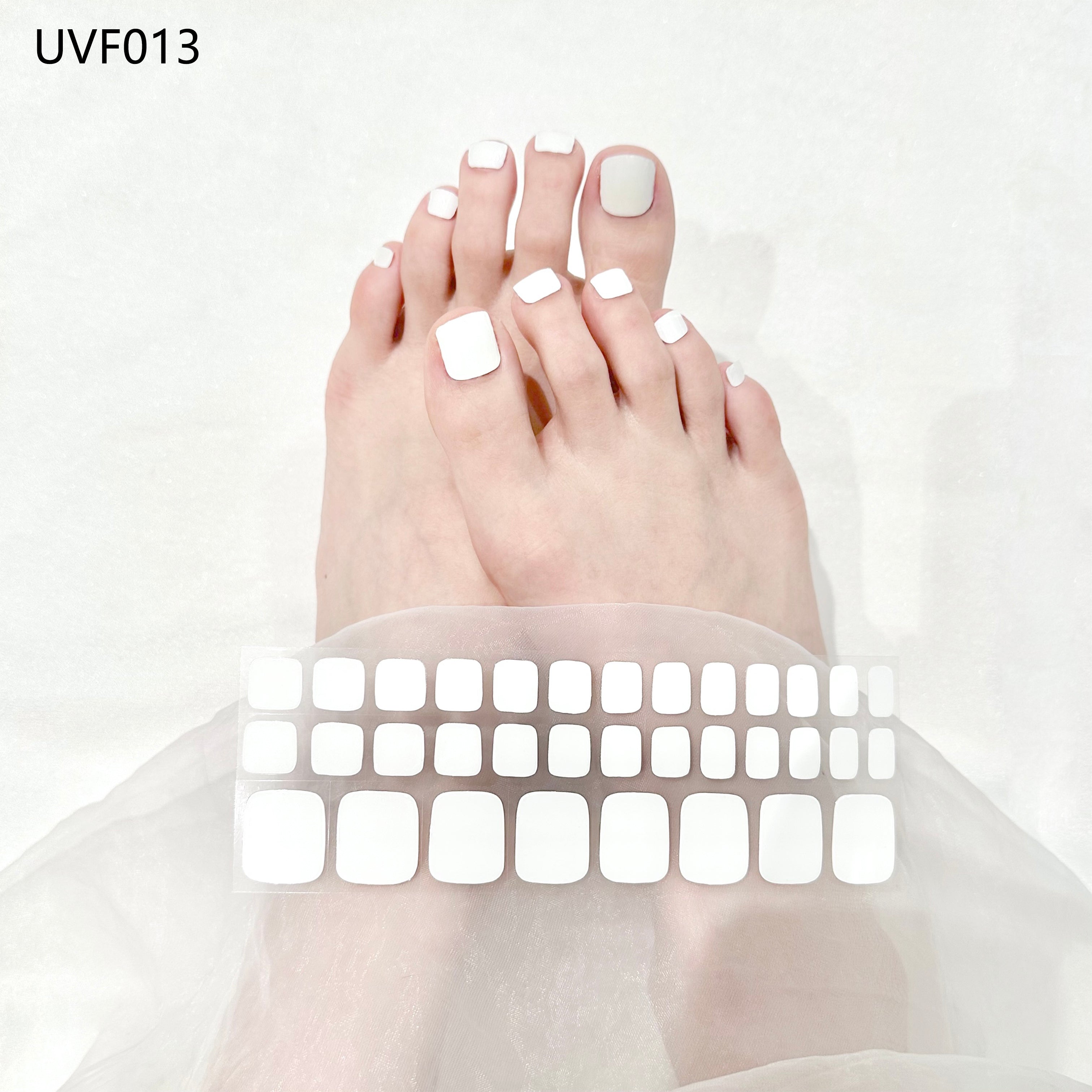 Milky white UV gel toe nail stickers- UVF013