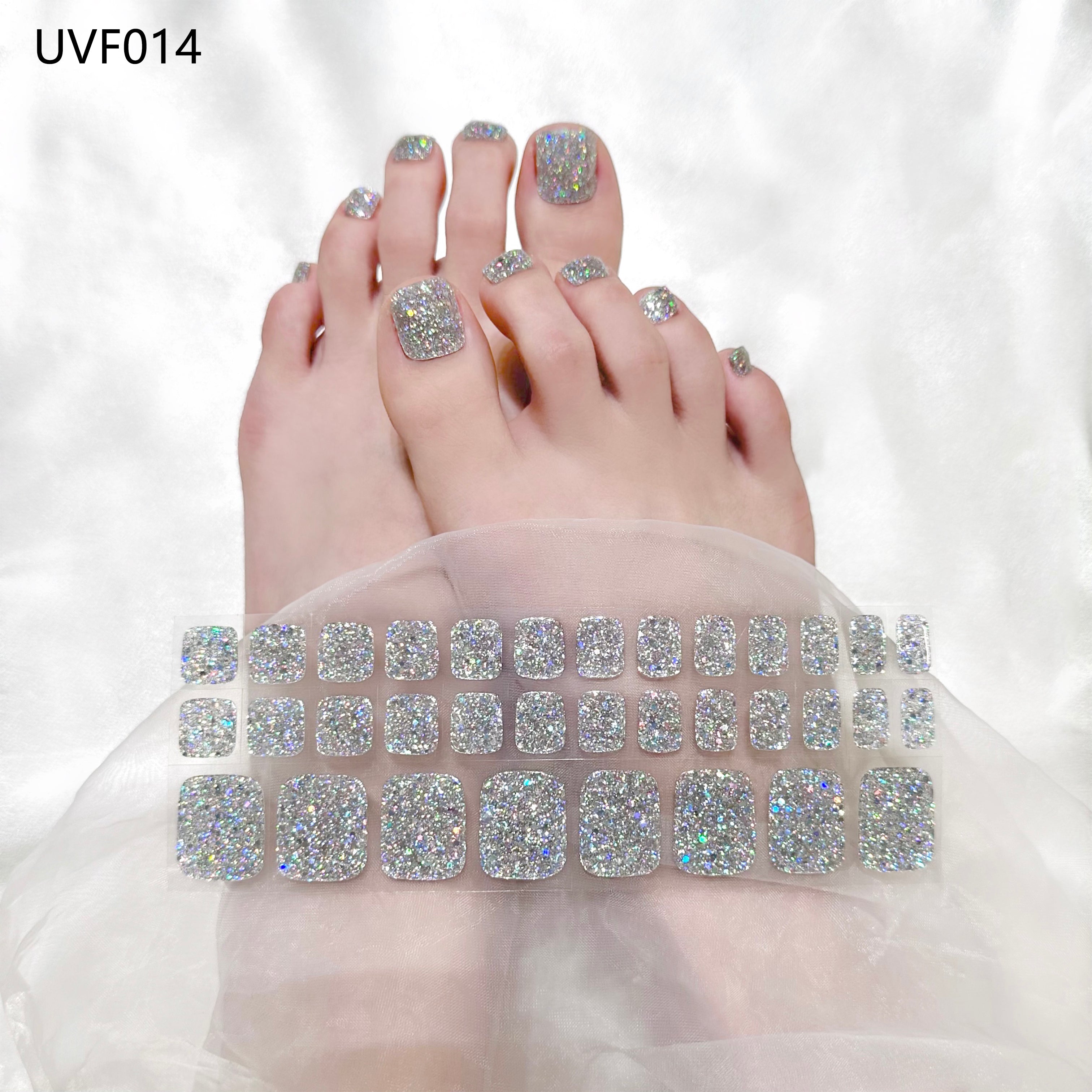 Crystal silver UV gel toe nail stickers- UVF014