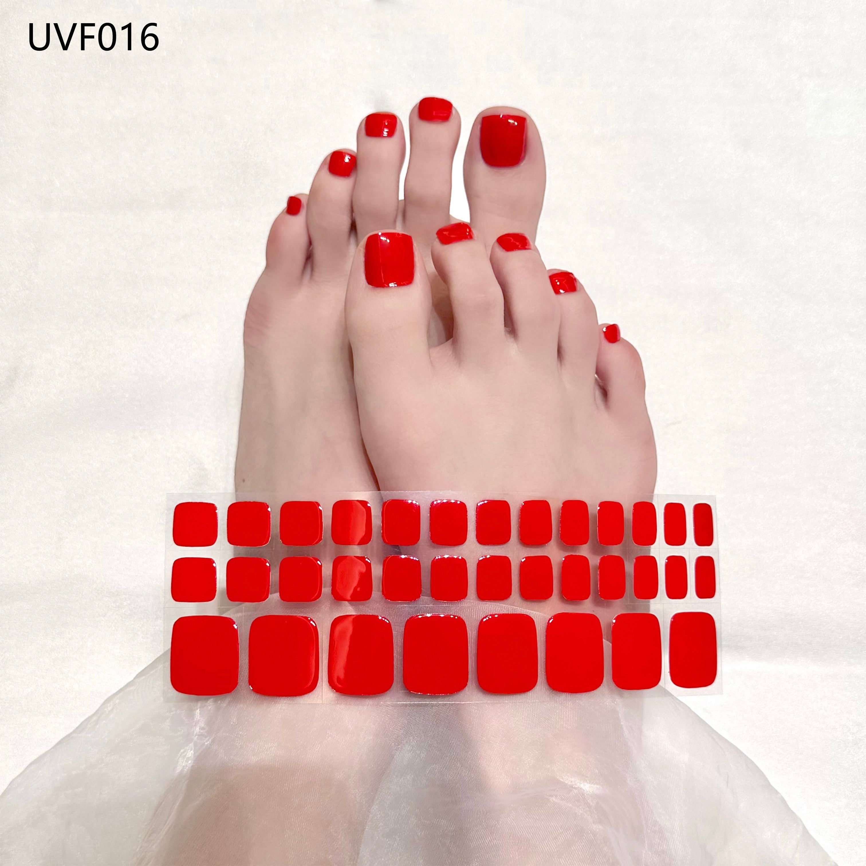 Rose Red UV gel toe nail stickers- UVF016