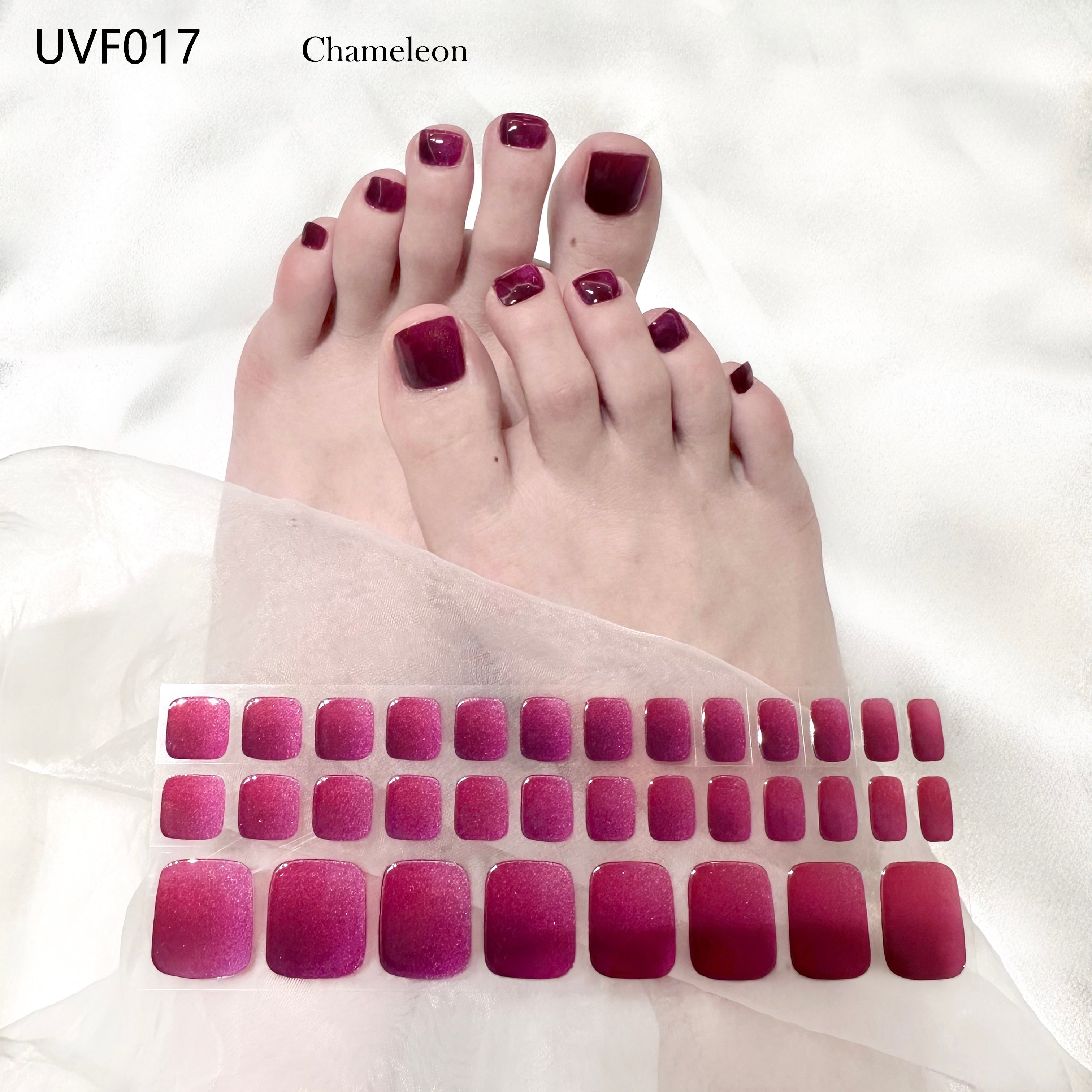 Rose Red UV gel toe nail stickers- UVF017