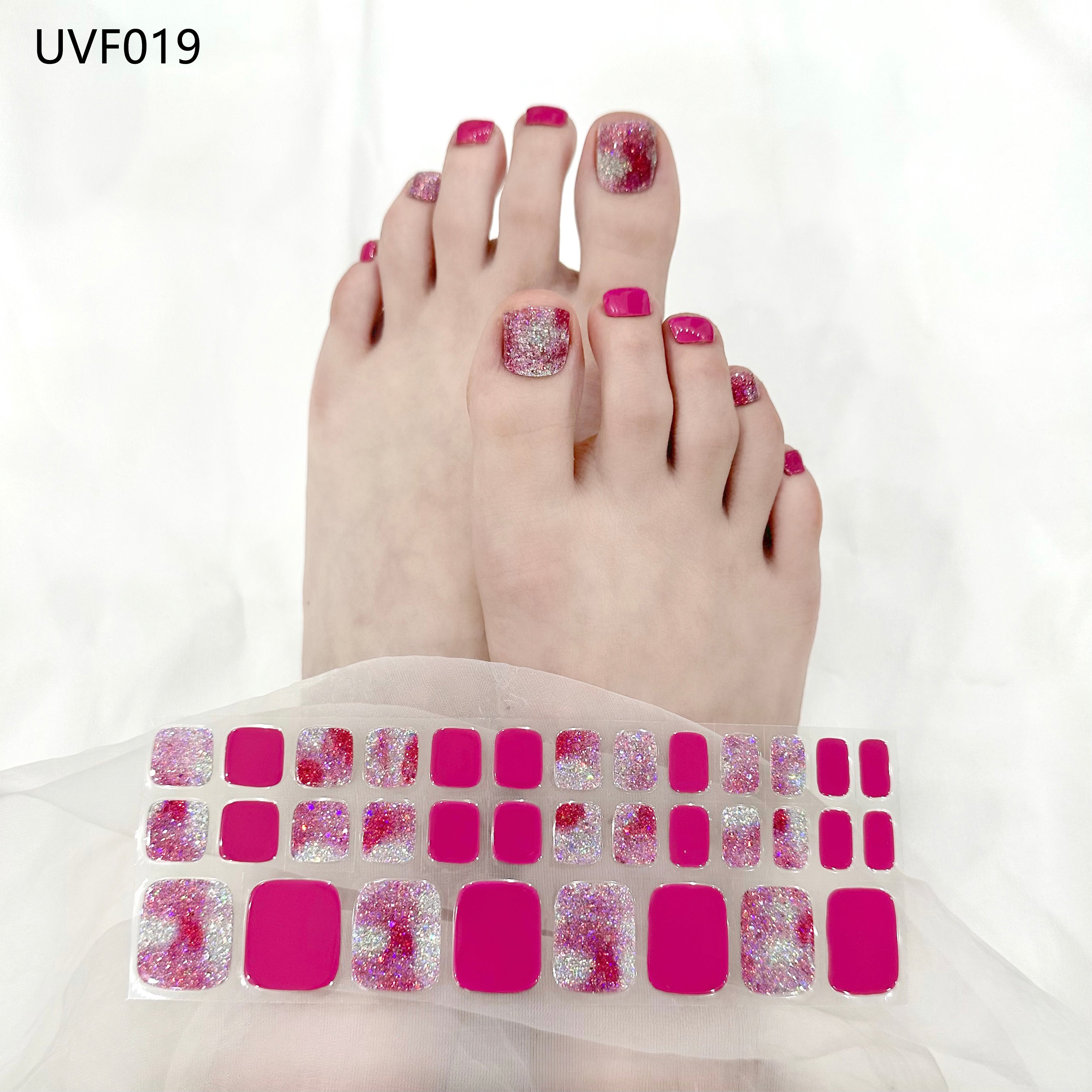 Pink Light UV gel toe nail stickers- UVF019