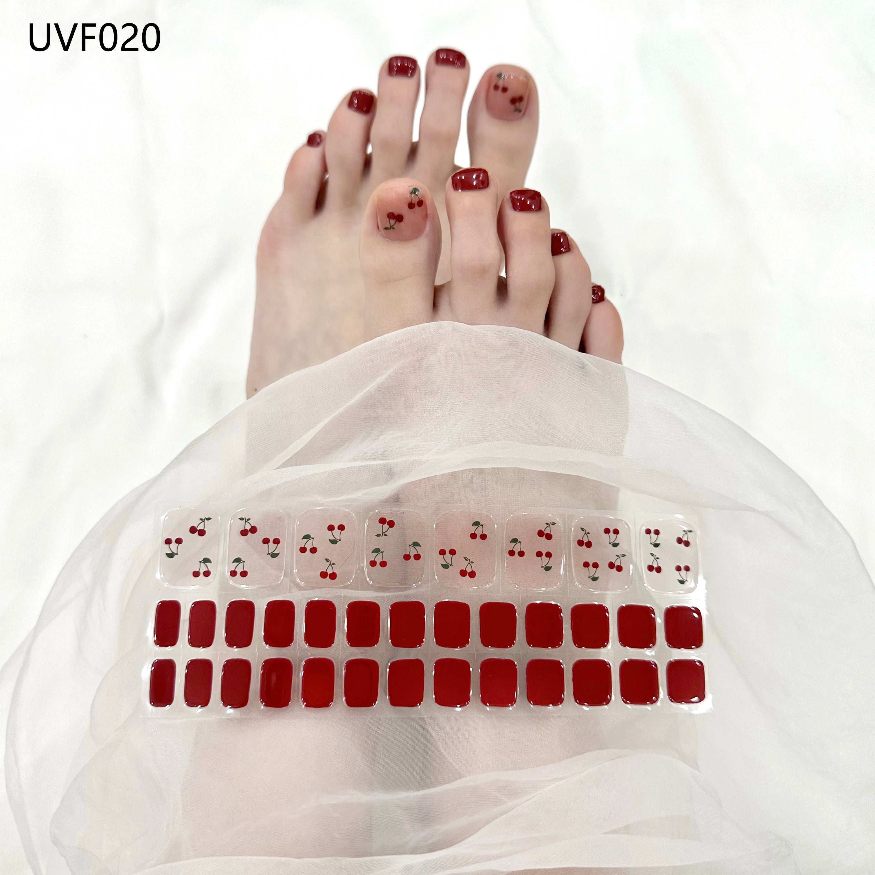 Red Cherry UV gel toe nail stickers- UVF020