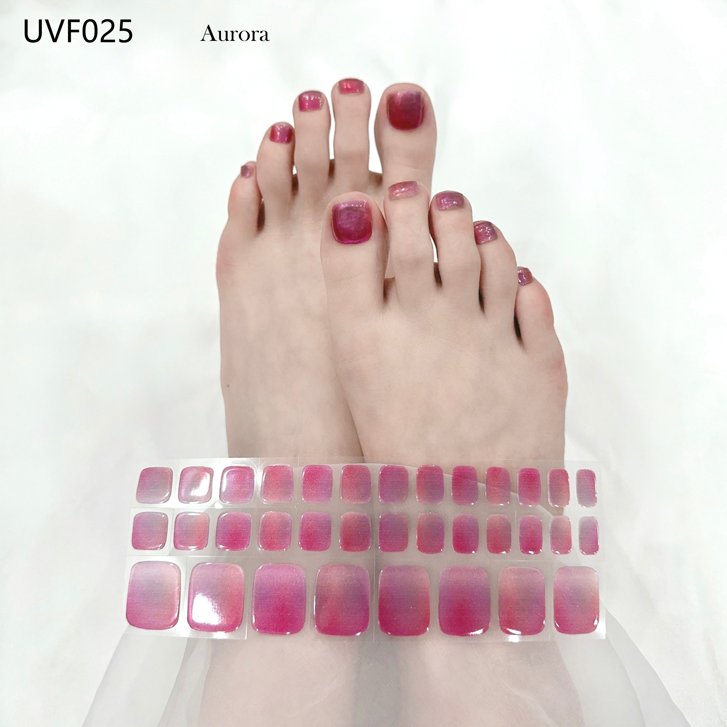 Cherry Pink UV gel toe nail stickers- UVF025