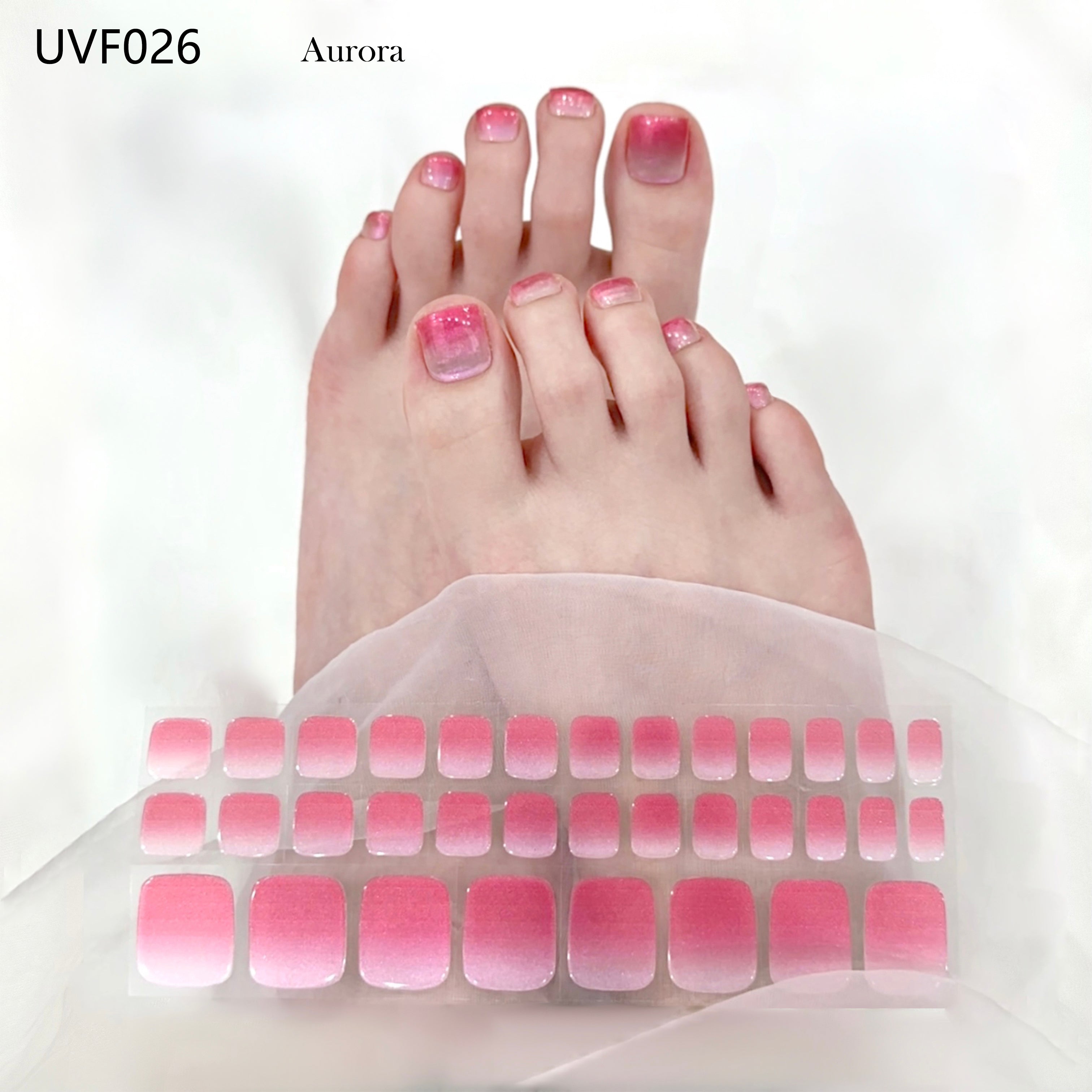 Cherry Pink UV gel toe nail stickers- UVF026