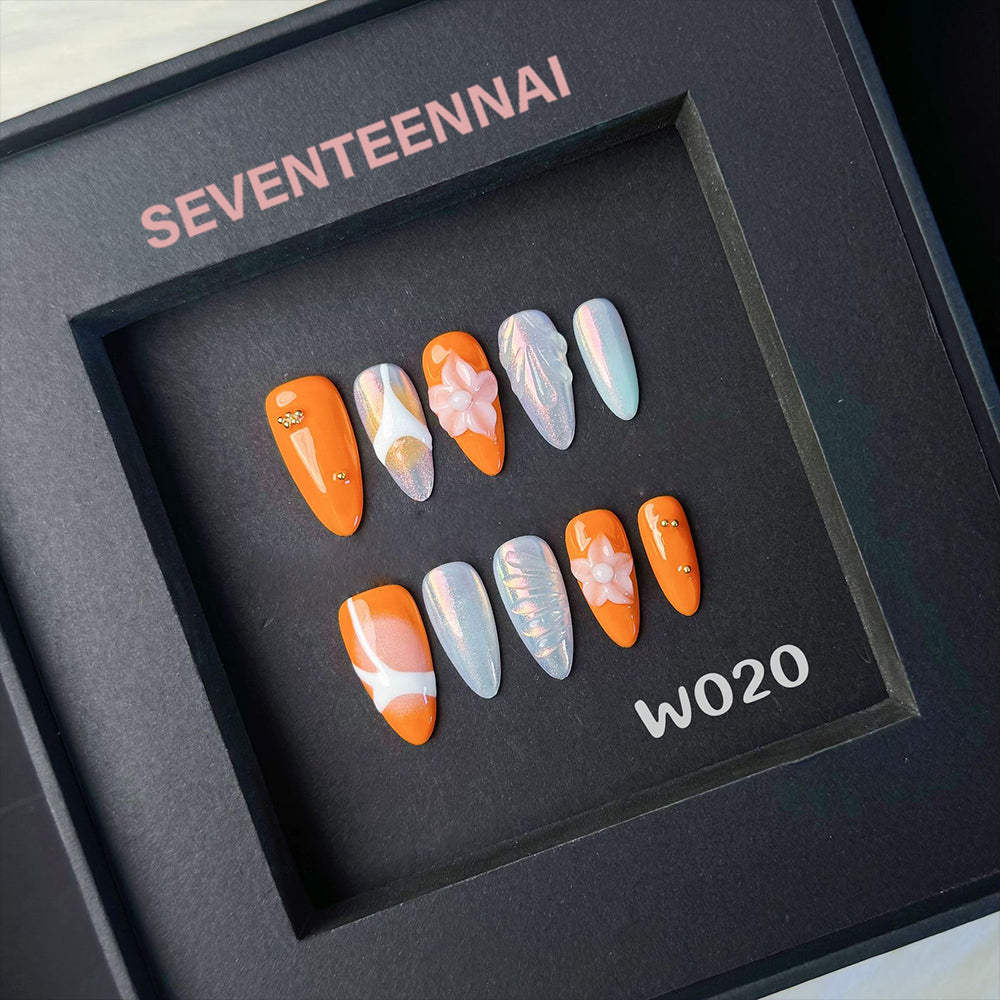 Summer Tangerine-Handmade Nails
