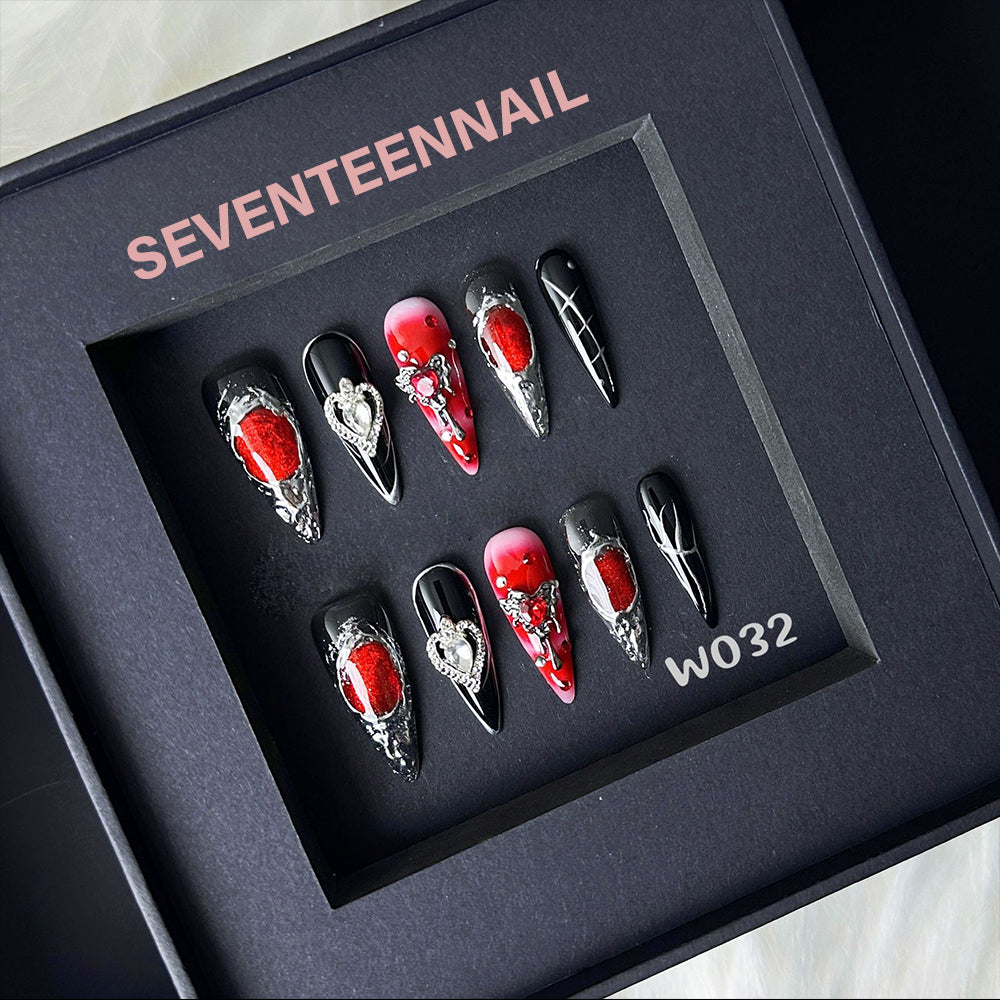 Crimson Twilight-Handmade Nails