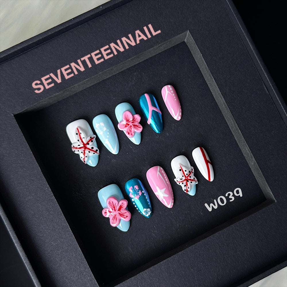 Blossom by the Sea-Handmade Nails